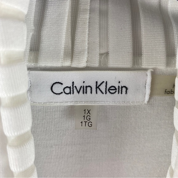 CALVIN Klein White Semi Sheer Striped Open Cardigan 1X - Picture 5 of 9